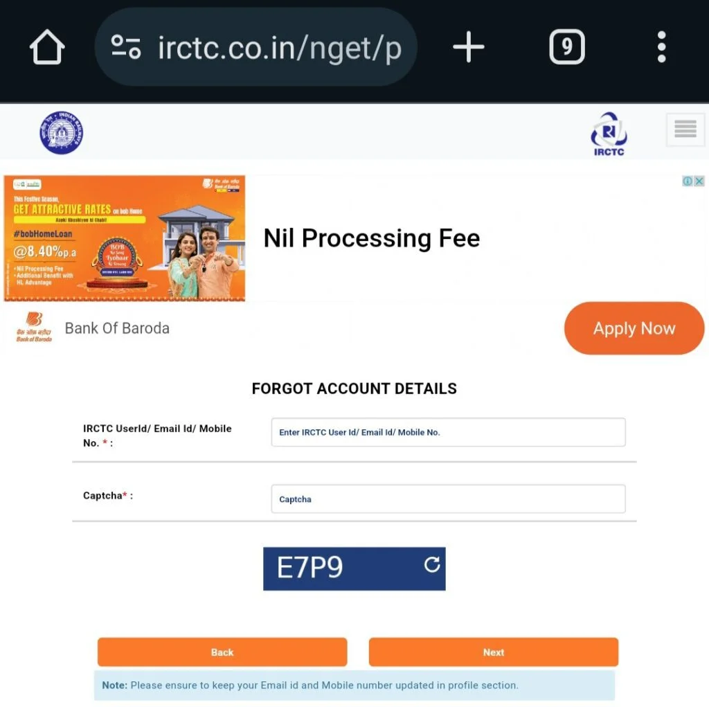 Forgot Irctc User Id And Password 