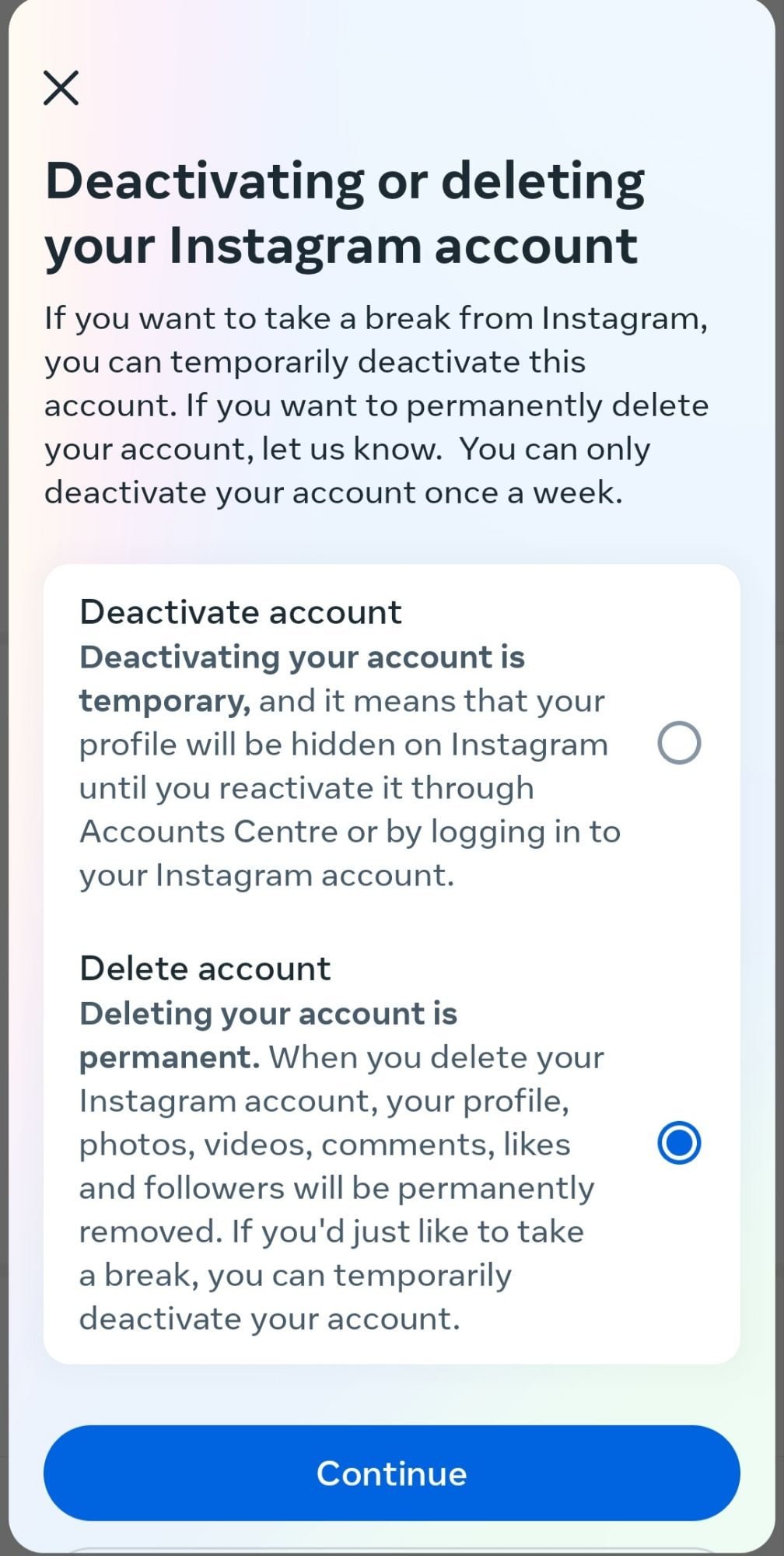 instagram account delete kaise kare permanently